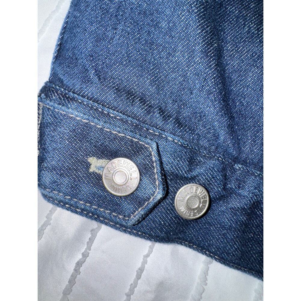 Madewell Cropped Sherpa Denim Trucker Jacket Medium Oversized Western Americana - Picture 12 of 16
